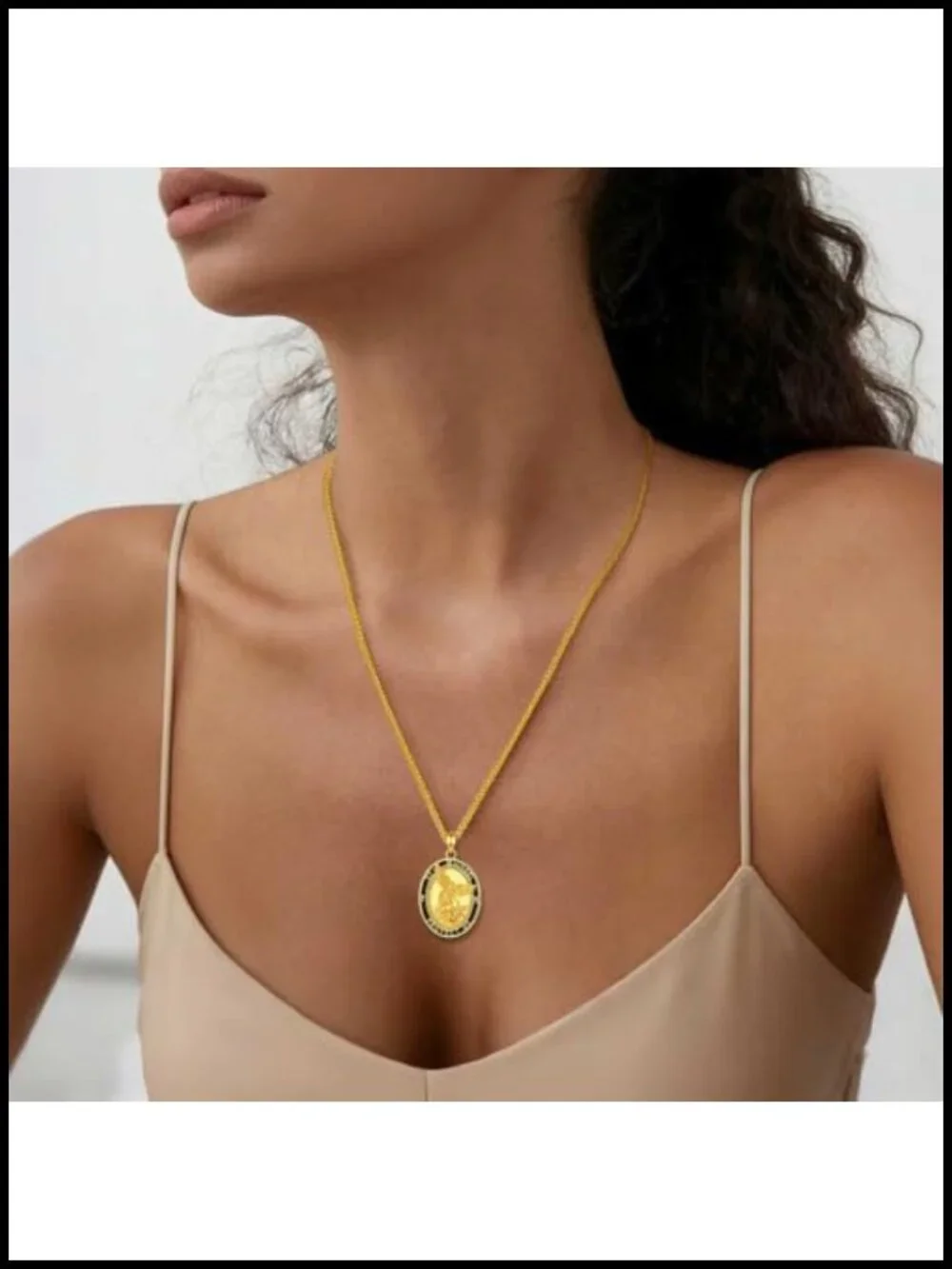 St Michael Medal Pendant Necklace 18K Gold Plated Copper Religious Jewelry